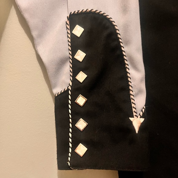 Panhandle Slim - Men’s Medium - Pearl Snap Western Wear Shirt - Black & White - - Picture 8 of 16